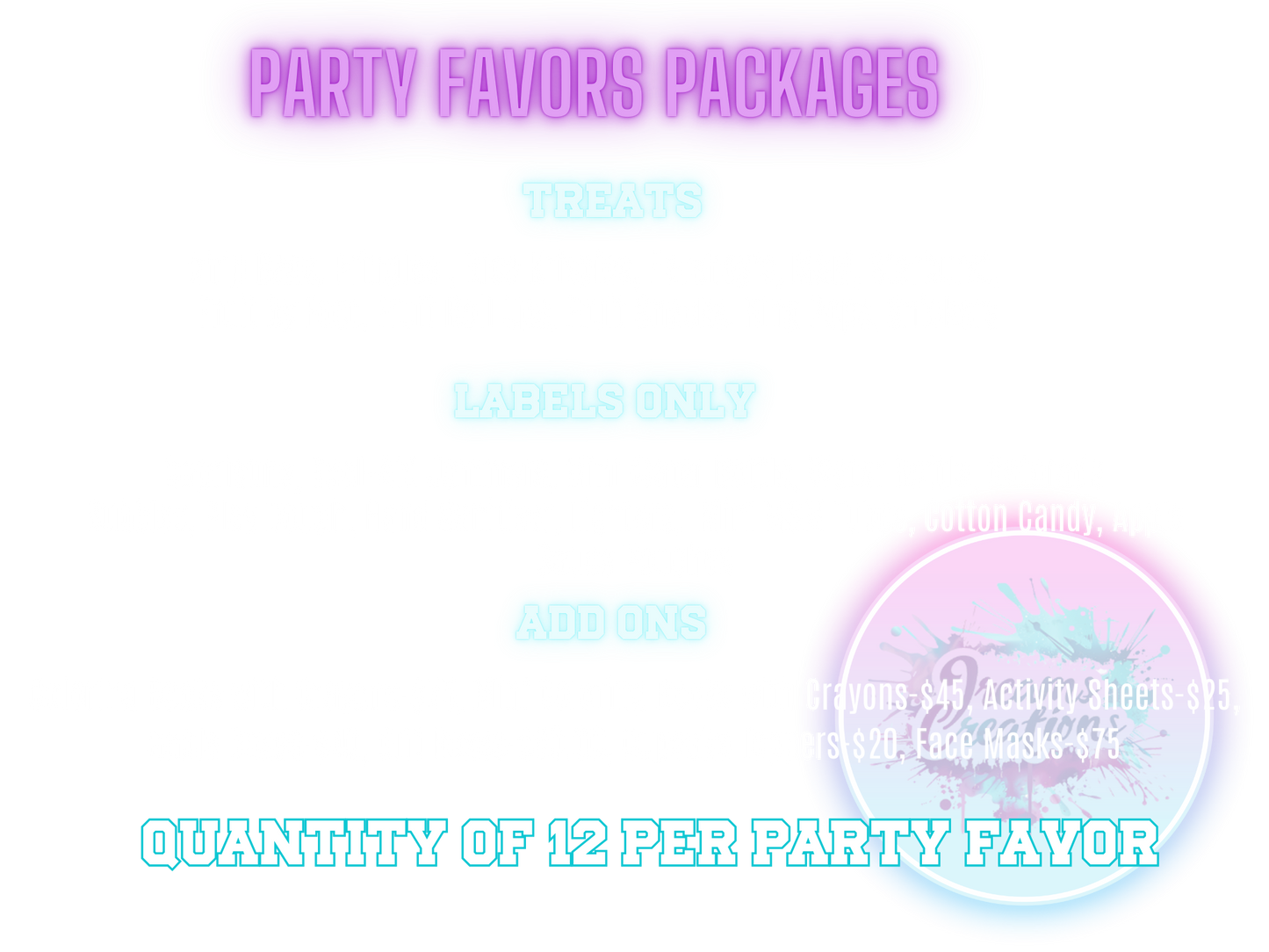 Custom Party Favors Package