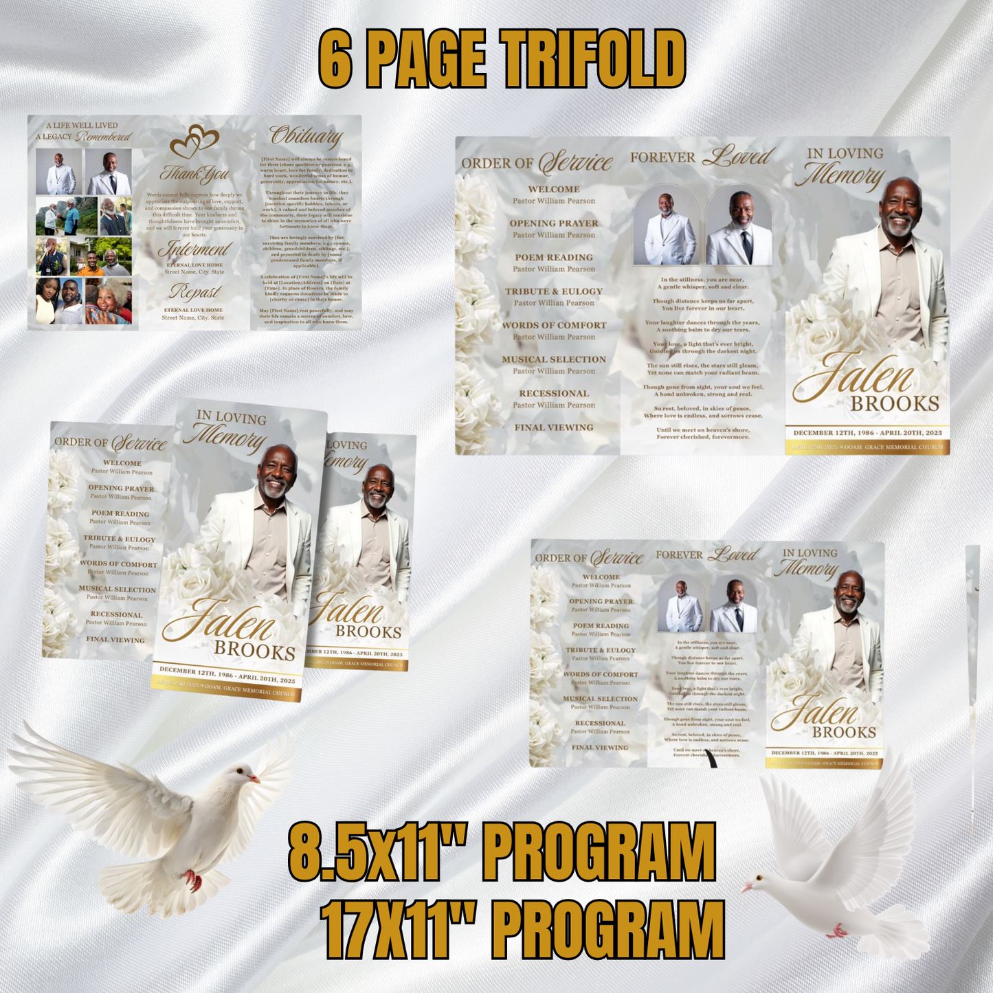 🕊️ Custom Tri-Fold Obituaries