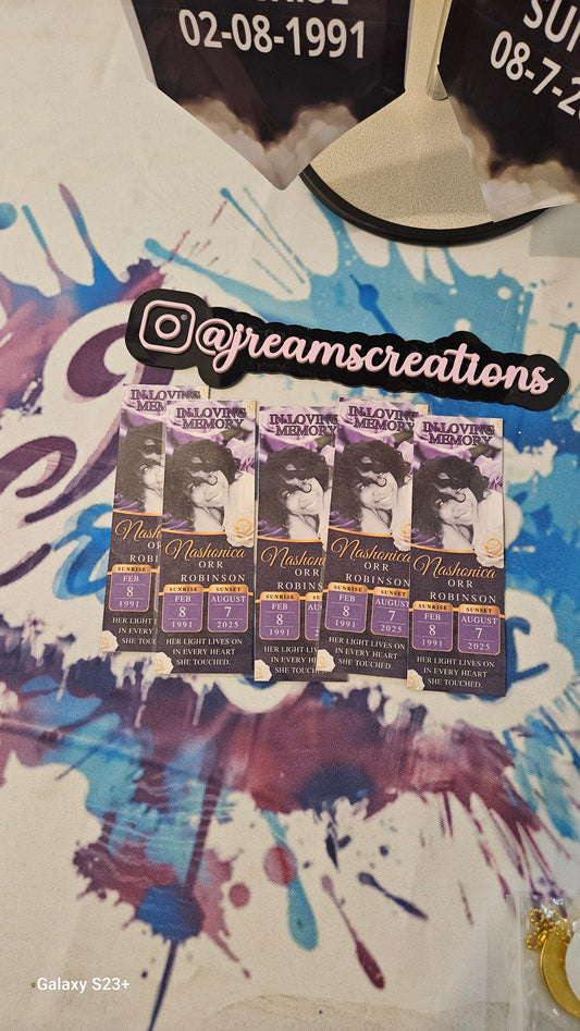 Custom Obituary Bookmarks (2" x 6")