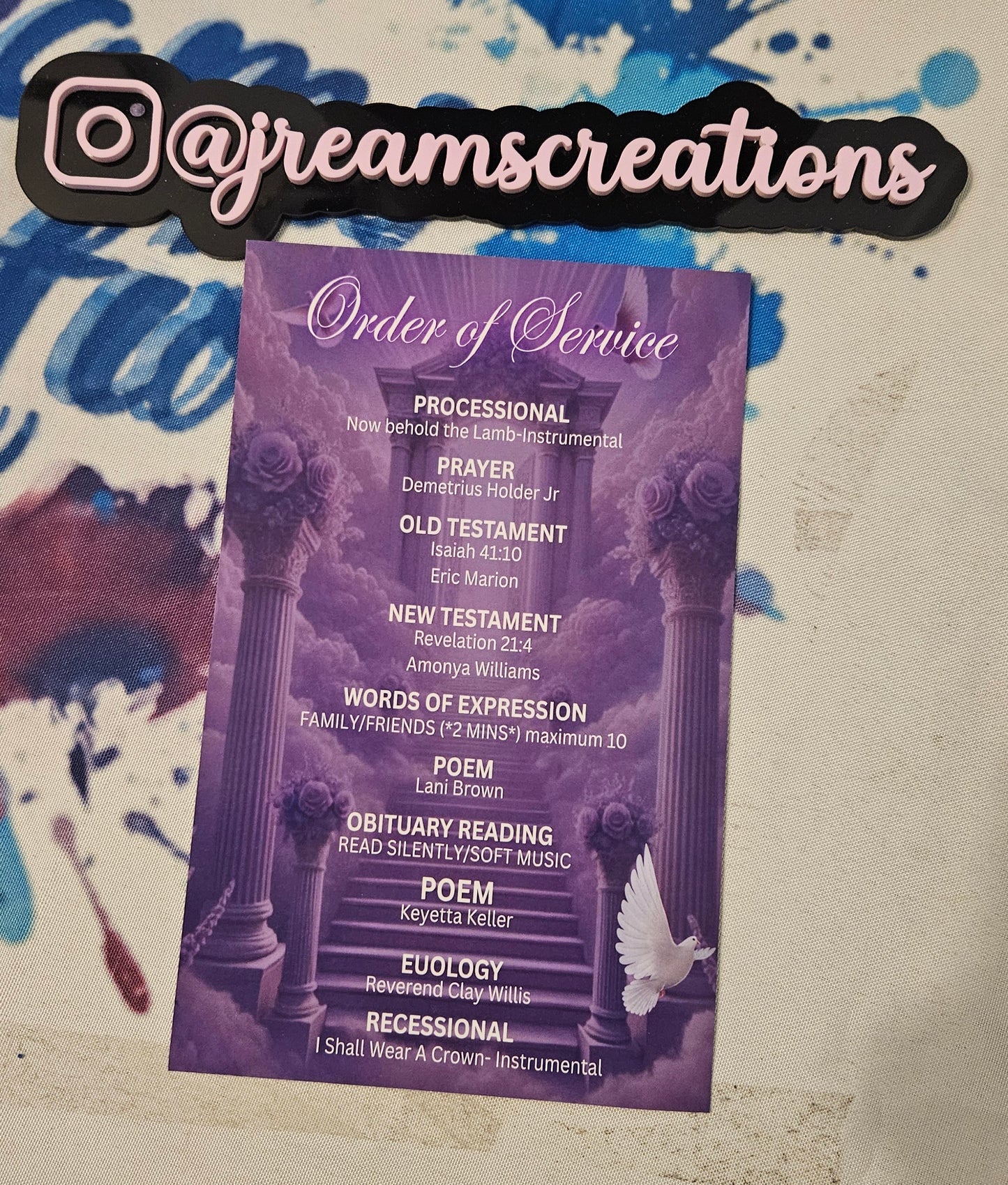 Memorial Obituary Cards | Celebration of Life Program